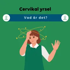 Illustration av en person med yrsel, med stjärnor som snurrar runt huvudet. Kan bero på triggerpunkter i nacken.