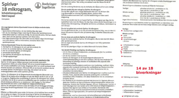 Här är en lista över 14 av 18 möjliga spiriva biverkningar, inklusive muntorrhet, yrsel och huvudvärk.