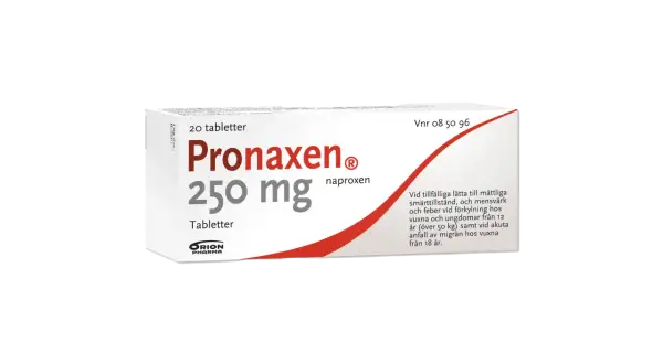 Pronaxen 250 mg, 20 tabletter. Värktabletter naproxen för smärta, mensvärk och migrän.