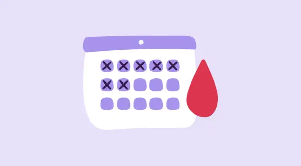 Kalender med markerade dagar och en blodsdroppe, symboliserar att få igång mensen.