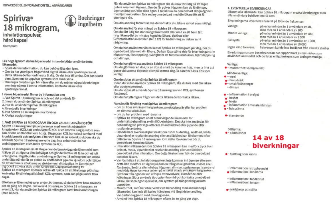Här är en lista över 14 av 18 möjliga spiriva biverkningar, inklusive muntorrhet, yrsel och huvudvärk.