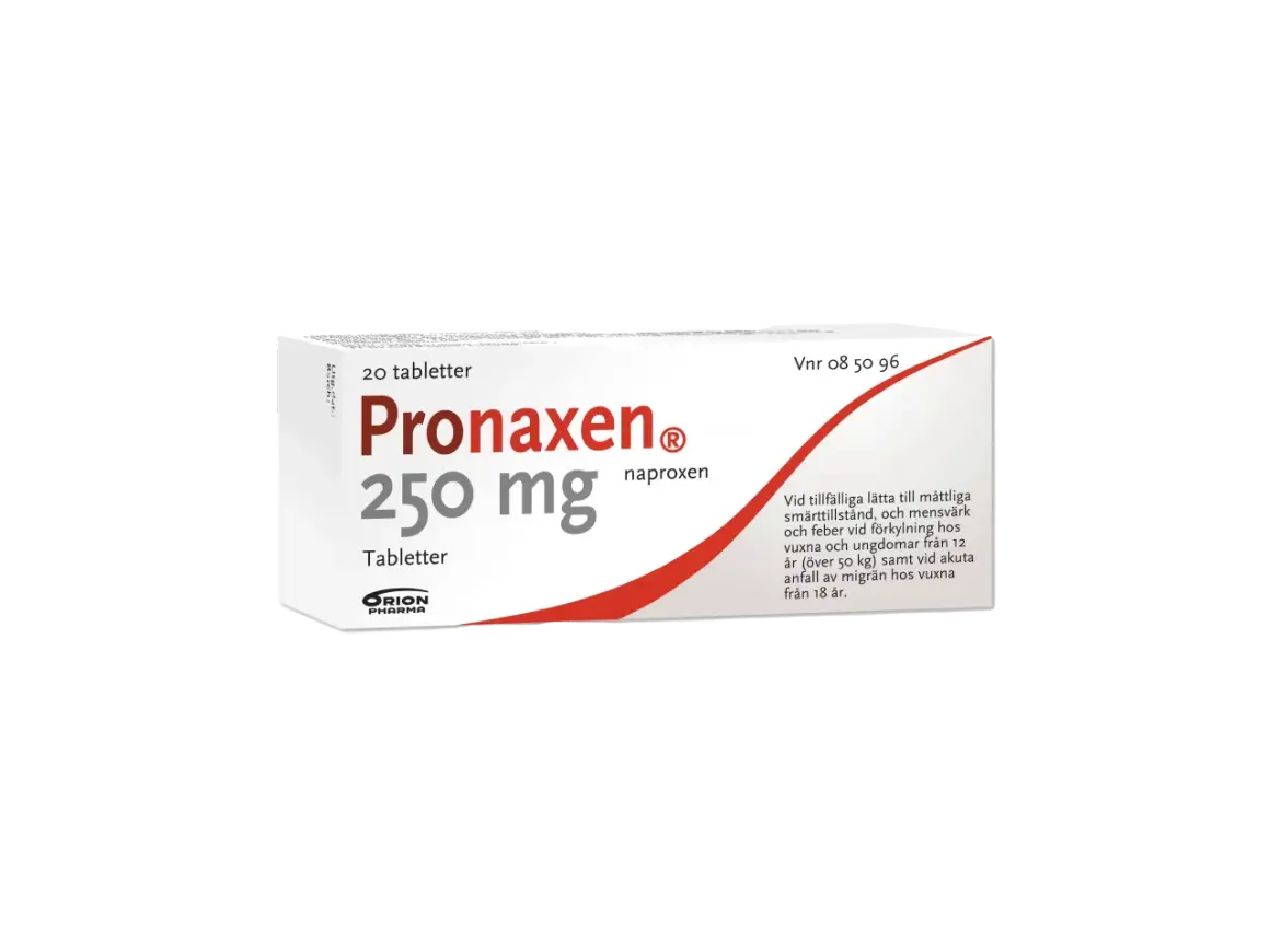 Pronaxen 250 mg, 20 tabletter. Värktabletter naproxen för smärta, mensvärk och migrän.