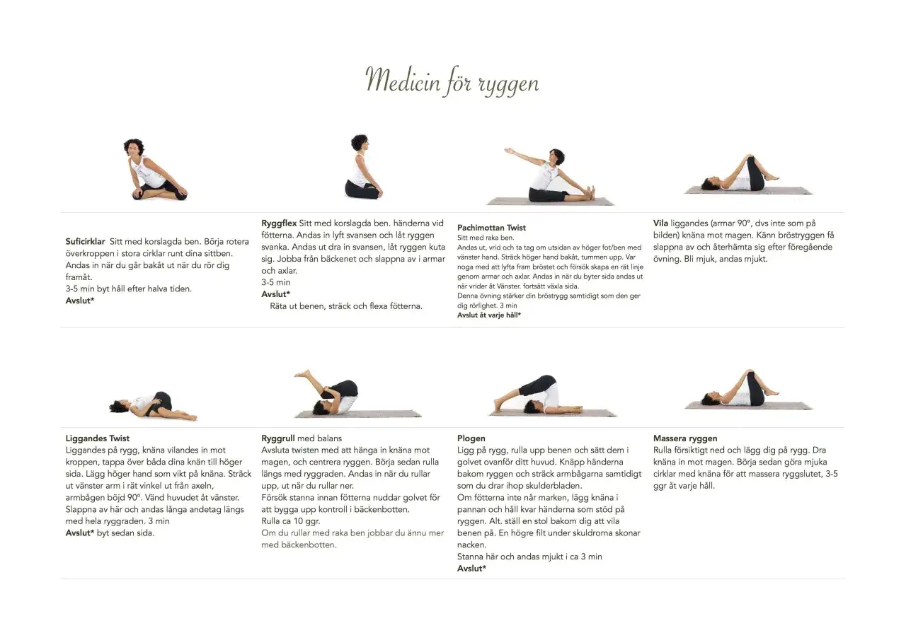 En kvinna utför en yogaövning för ryggen. Detta yoga program fokuserar på att stärka och mjuka upp ryggen.
